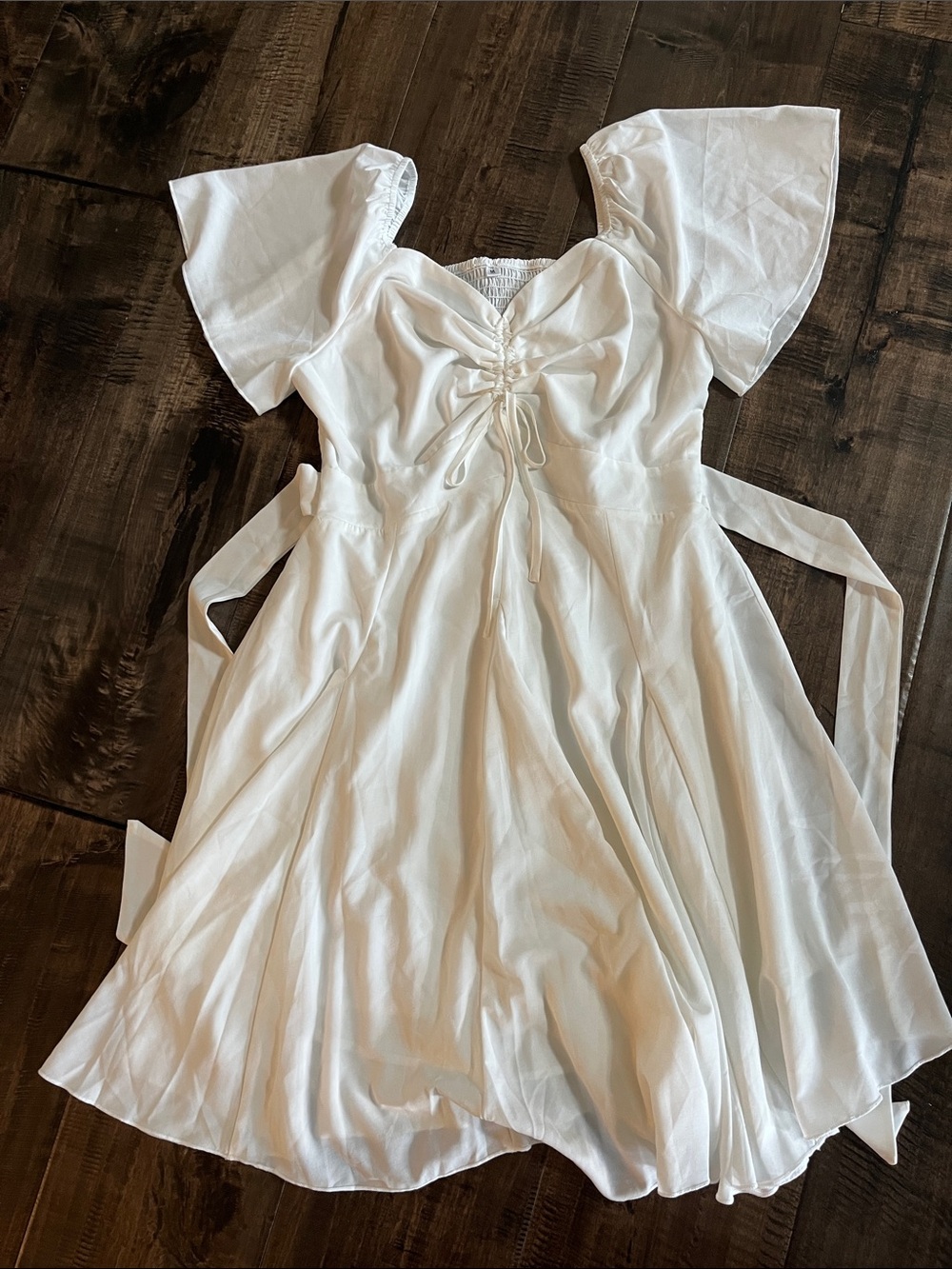 White Lace-Up Mini Dress